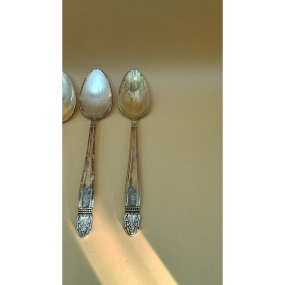 Vntg HOLMES & EDWARDS IS Danish Princess Inlaid Silver Plate - Teaspoons 5 Pcs - Picture 4 of 9